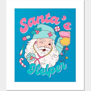 Santa's Helper Classic Retro Nurse Doctor Posters and Art